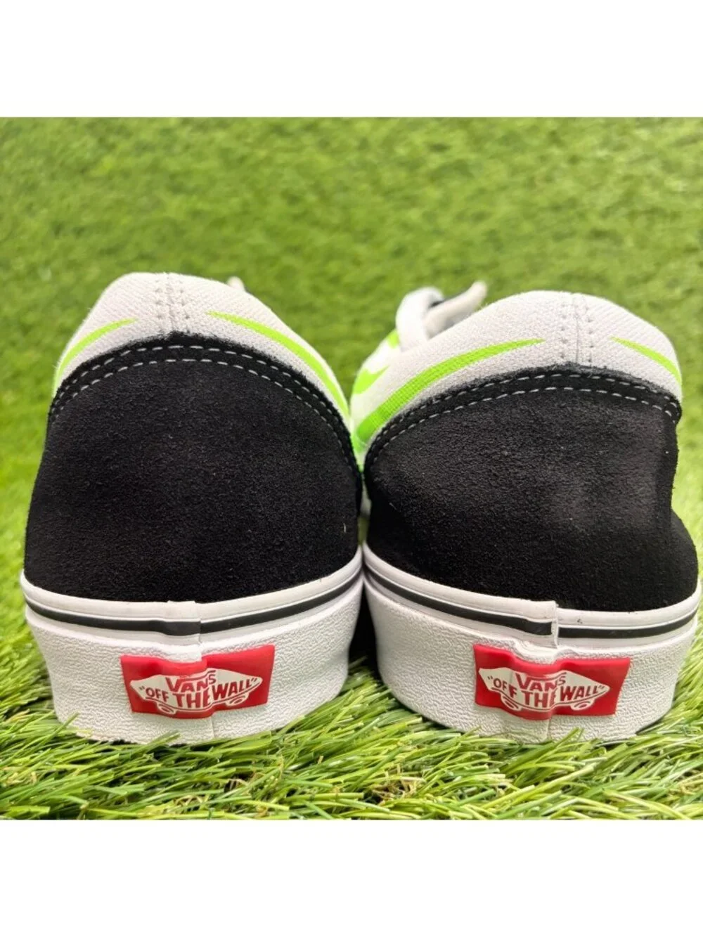 Vans Old Skool Flame Mens Size 12 Black Green White Athletic Skate Shoes Sneaker